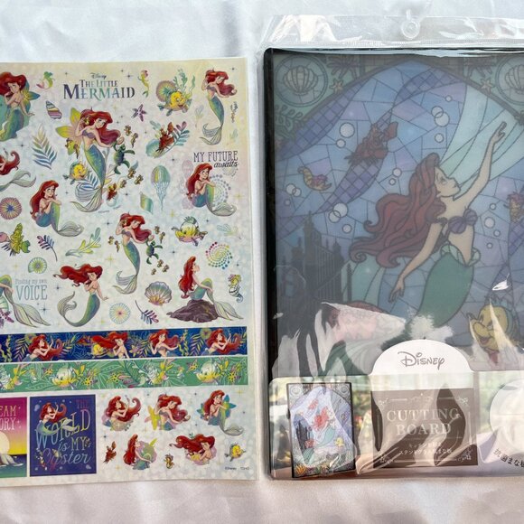 Disney The Little Mermaid Ariel Stained Glass Cutting Board New Sealed Stickers - Picture 3 of 9